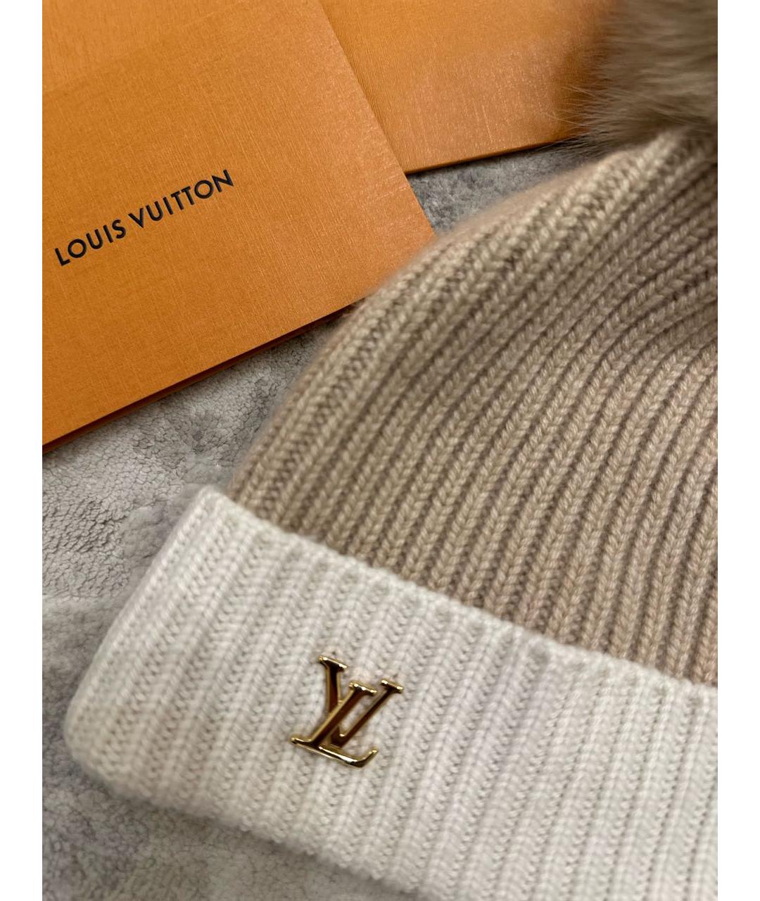 LOUIS VUITTON Бежевая кашемировая шапка, фото 4