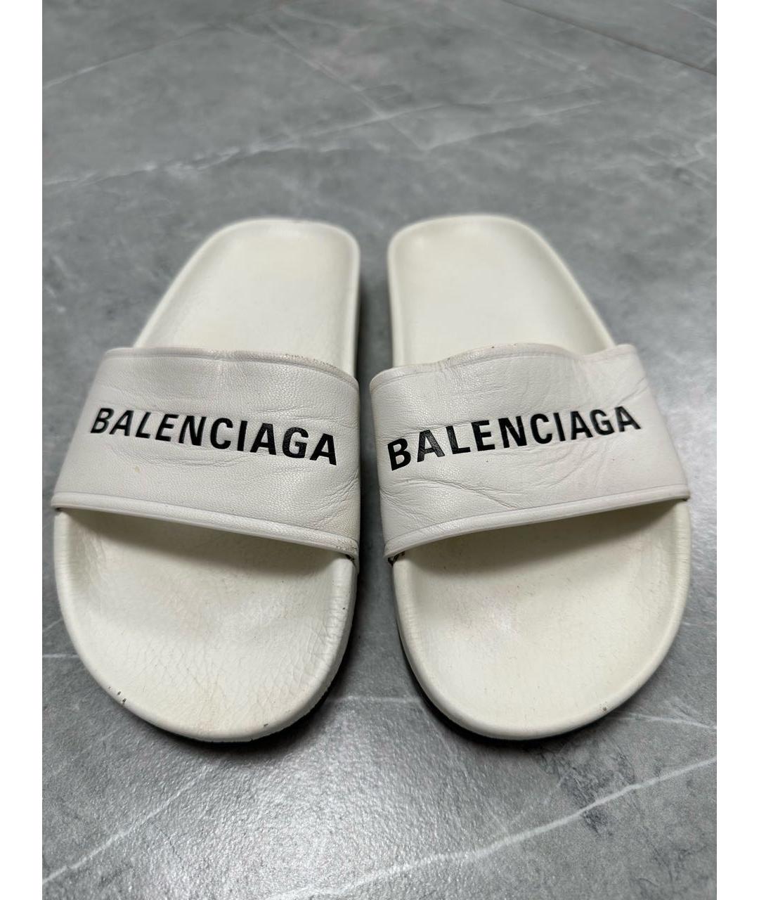 BALENCIAGA Белые кожаные сабо, фото 2