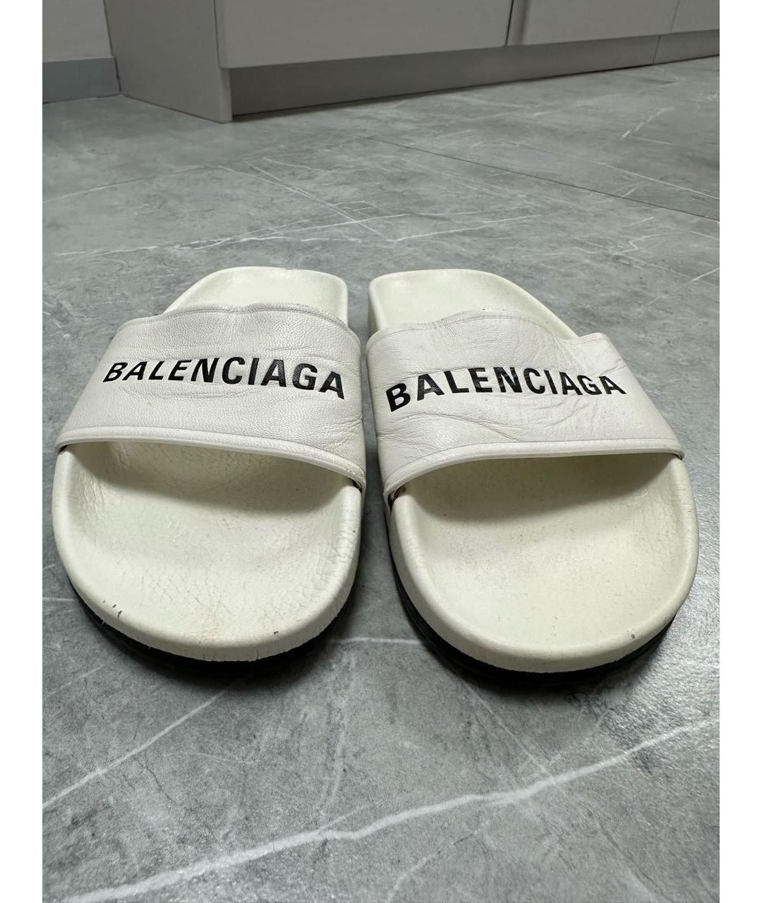 BALENCIAGA Белые кожаные сабо, фото 3