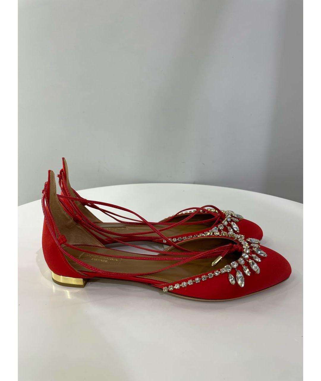 AQUAZZURA Красные текстильные туфли, фото 4