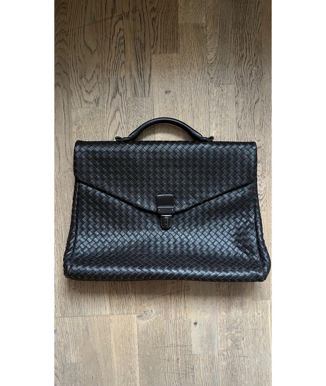 BOTTEGA VENETA Коричневый кожаный портфель, фото 9