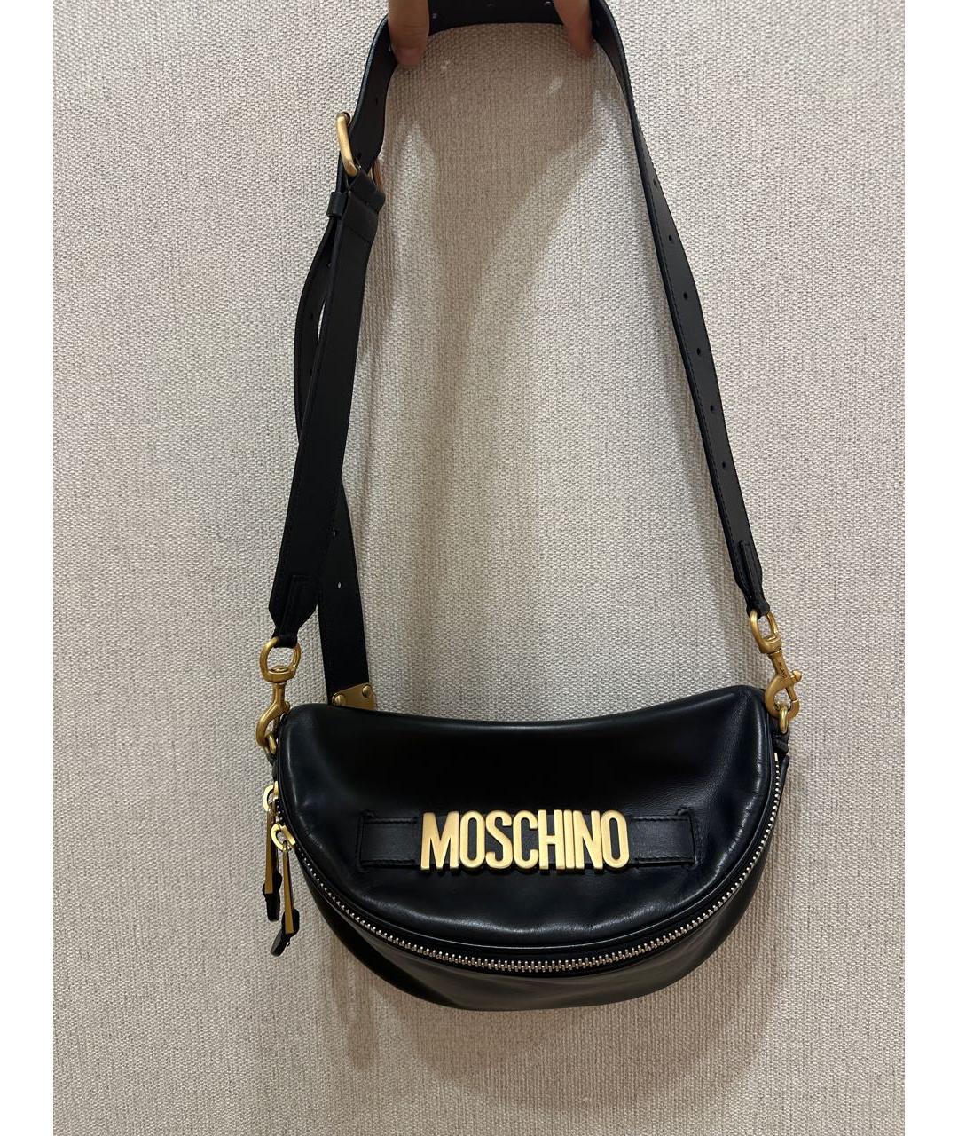 MOSCHINO Черная кожаная сумка через плечо, фото 2