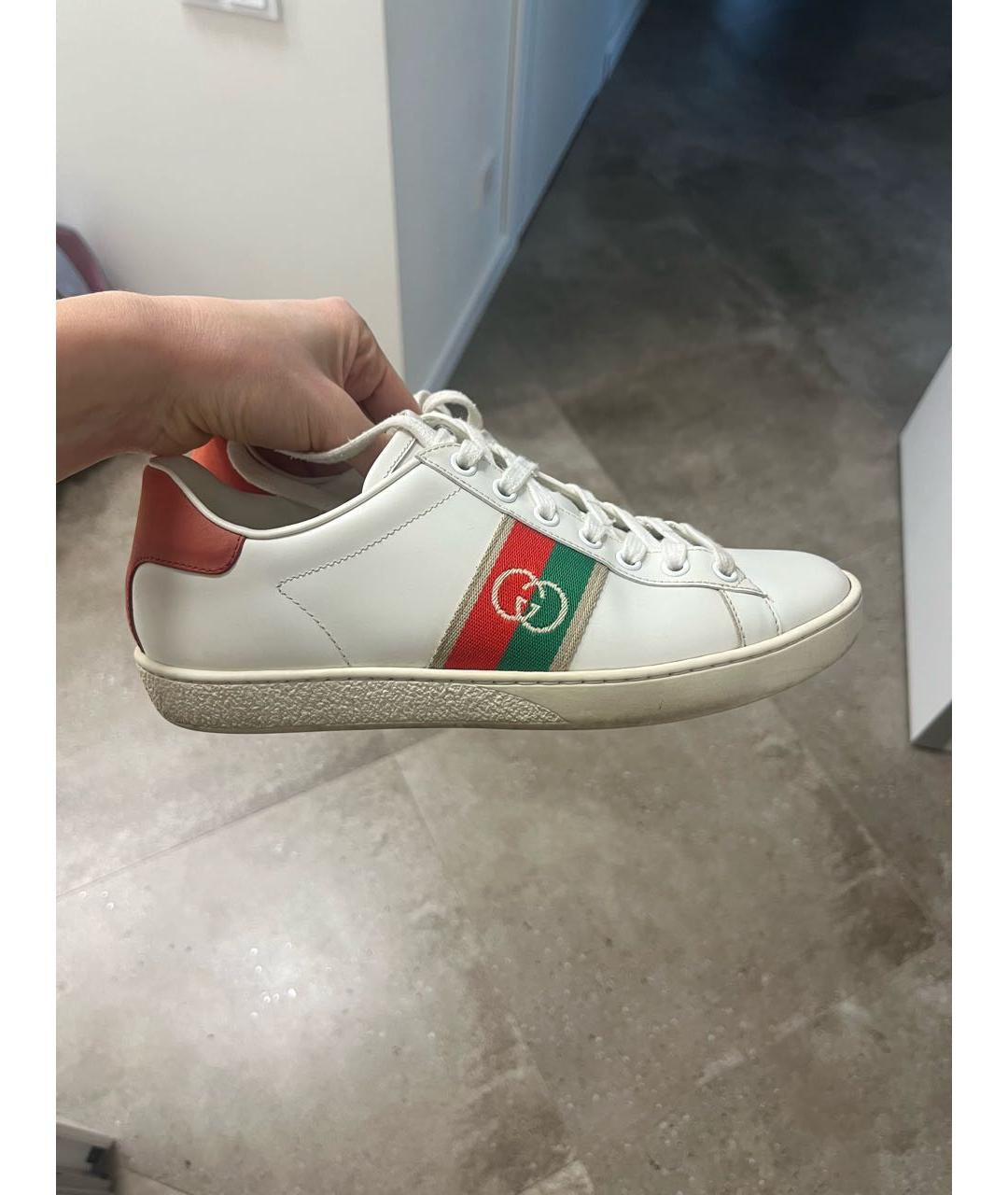 GUCCI Белые кожаные кеды, фото 2