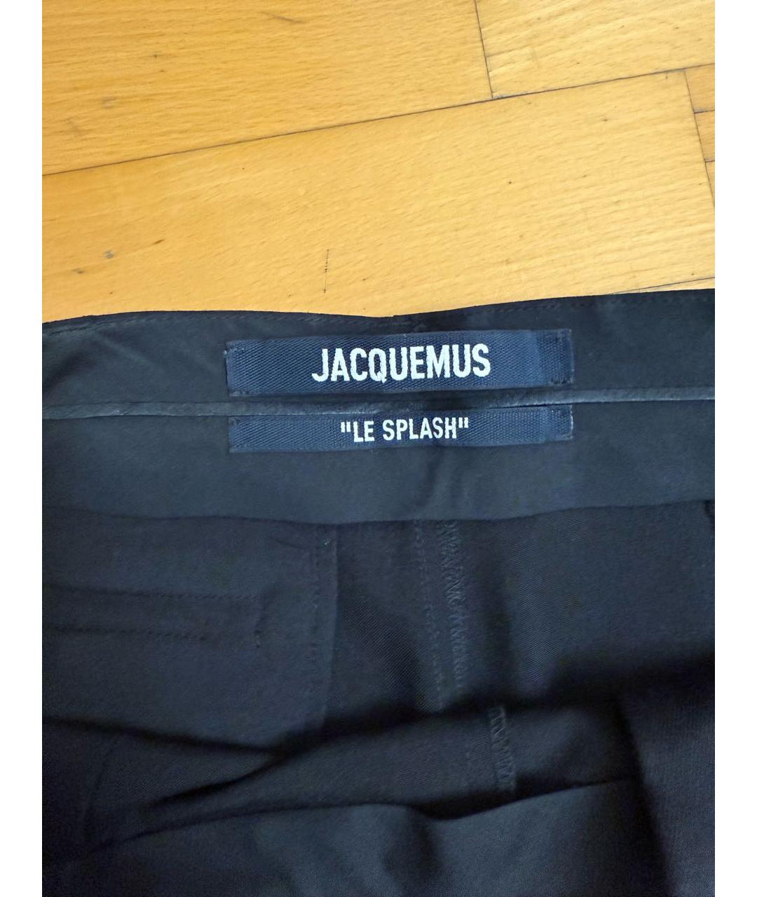 JACQUEMUS Темно-синие шерстяные прямые брюки, фото 3