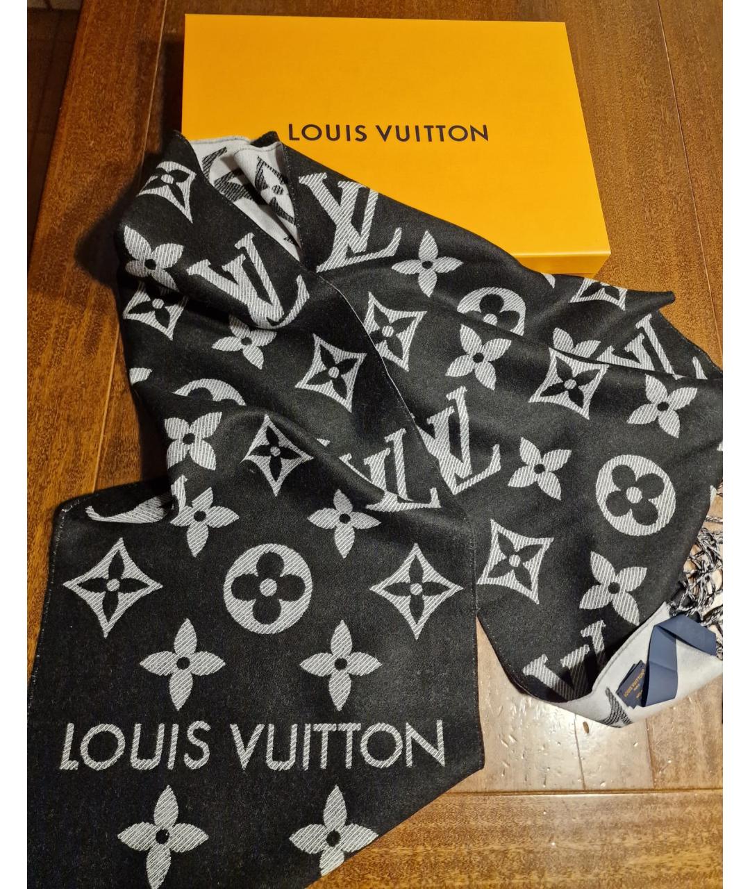 LOUIS VUITTON Черный шерстяной шарф, фото 2