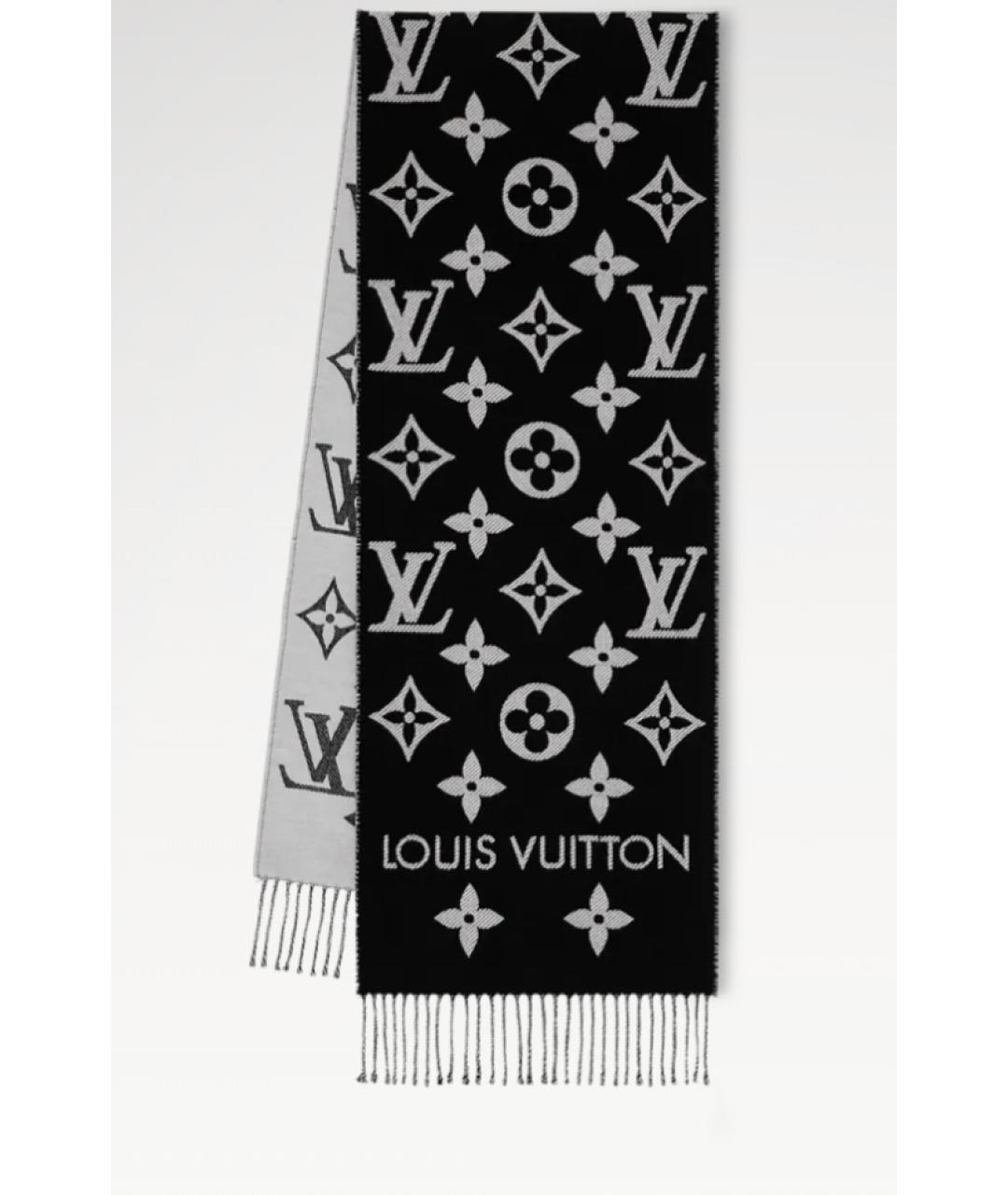 LOUIS VUITTON Черный шерстяной шарф, фото 8