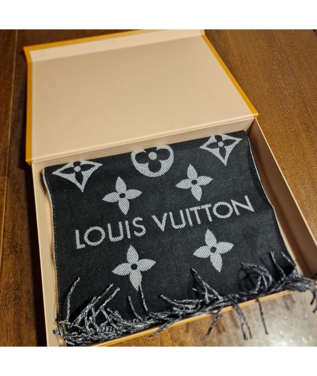 LOUIS VUITTON Черный шерстяной шарф, фото 4