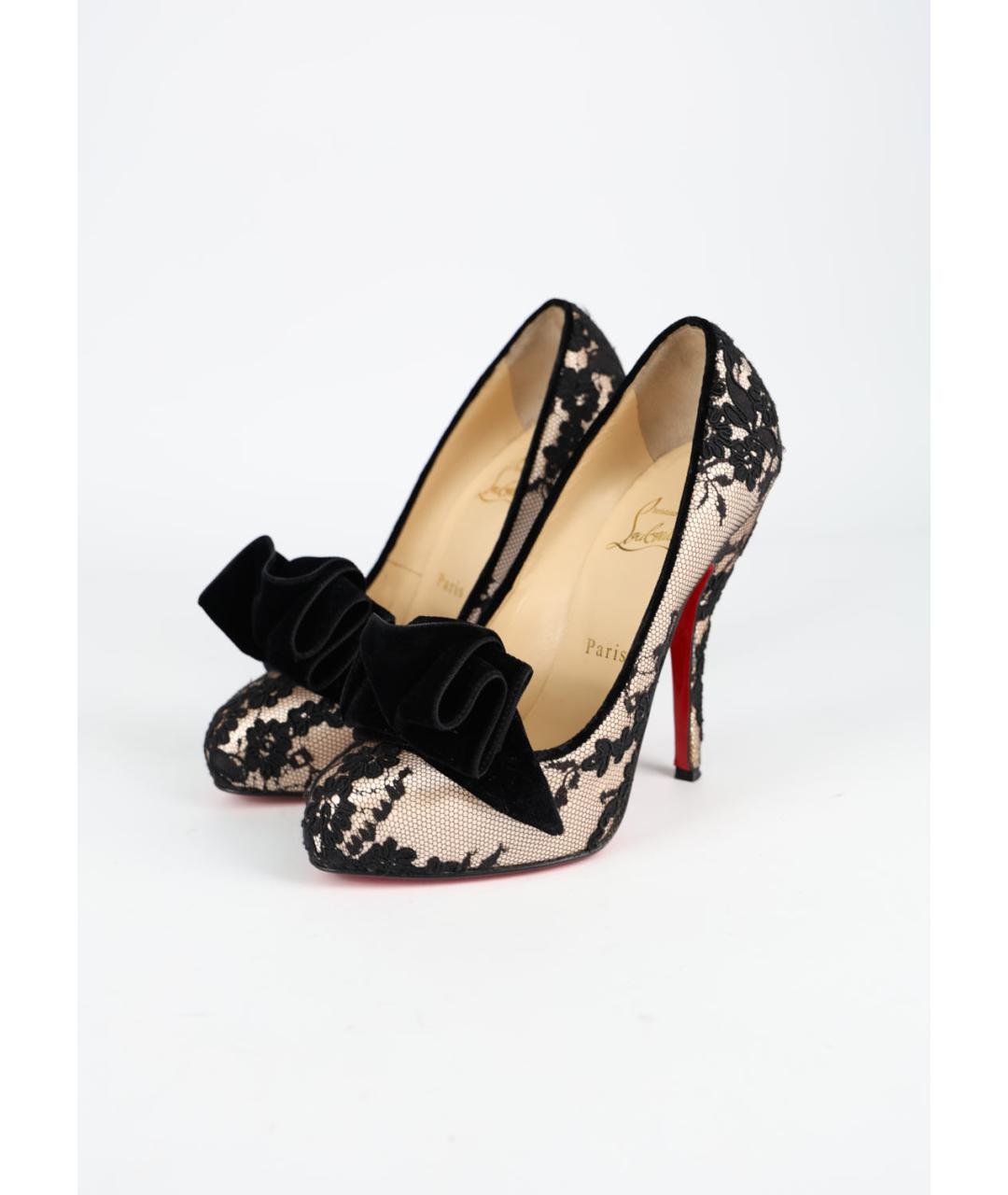 CHRISTIAN LOUBOUTIN Бежевые текстильные туфли, фото 3