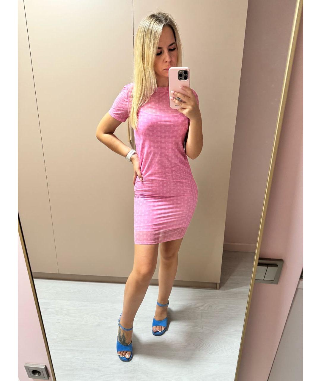 HUGO BOSS Розовое полиэстеровое повседневное платье, фото 4