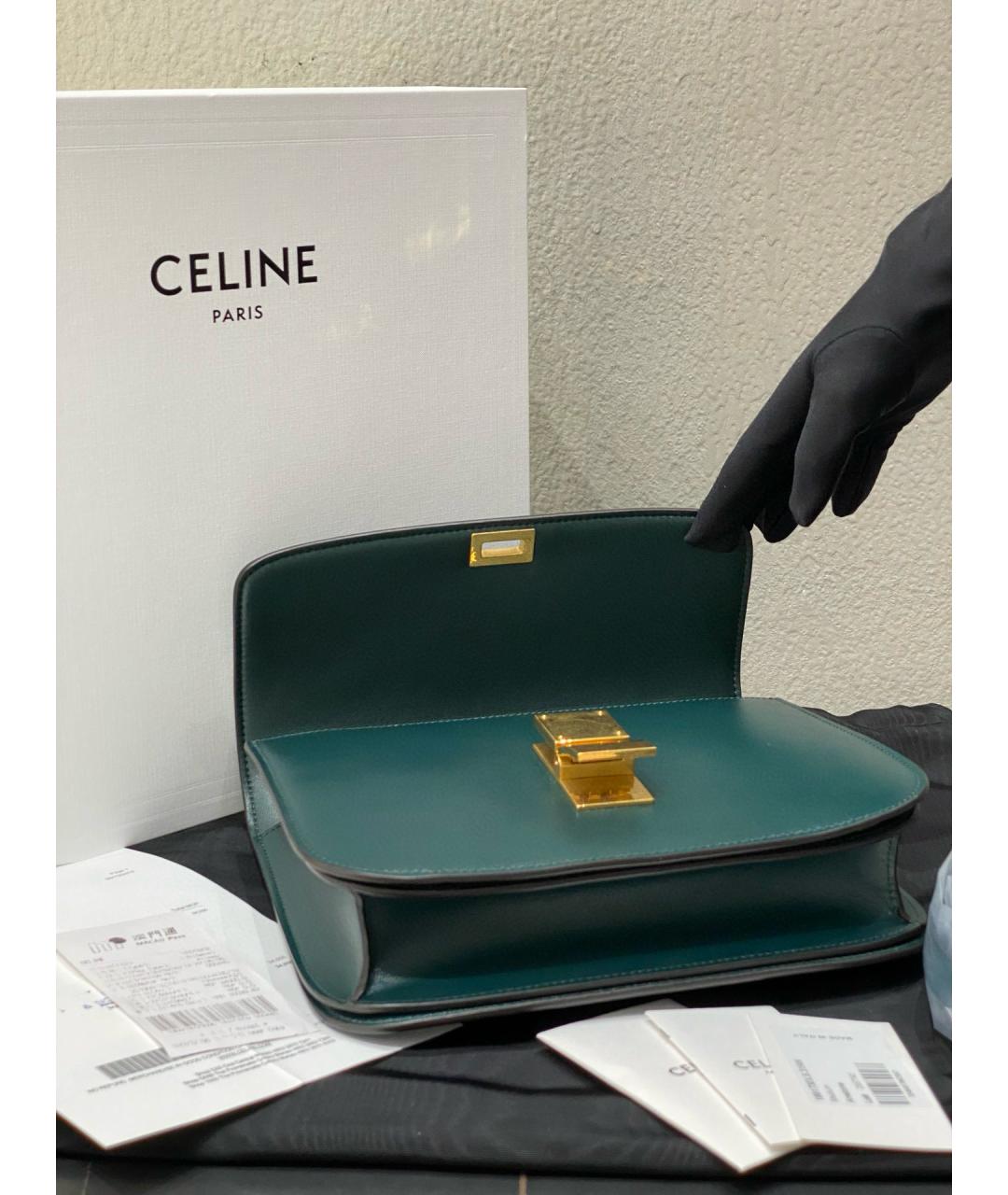 CELINE Зеленая кожаная сумка через плечо, фото 7