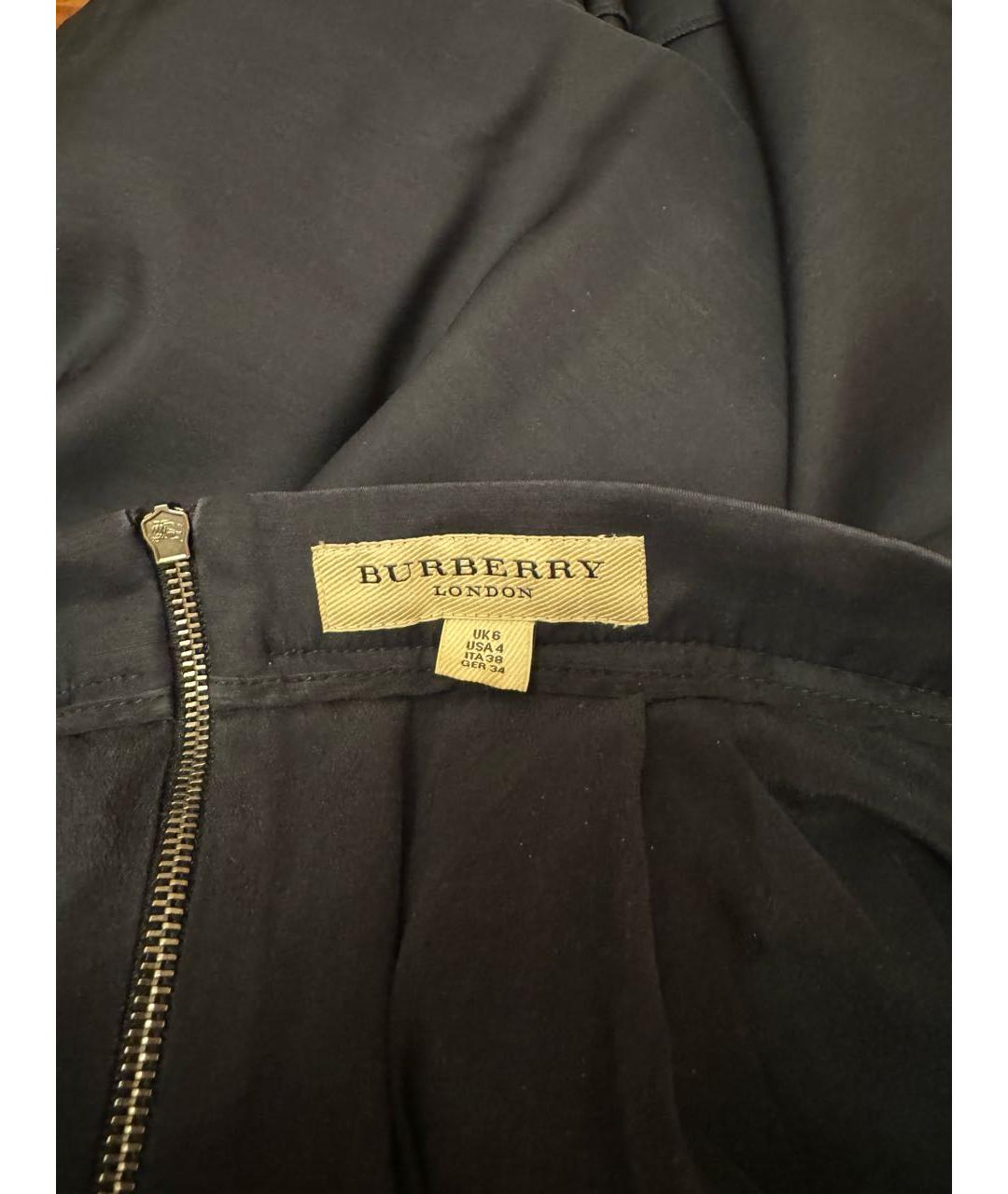 BURBERRY Темно-синяя хлопко-эластановая юбка мини, фото 3