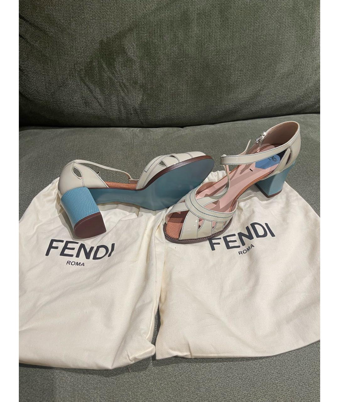 FENDI Белые кожаные туфли, фото 2