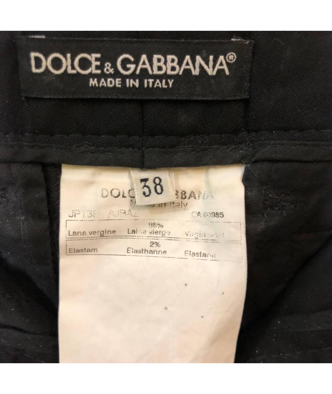 DOLCE&GABBANA Черные шерстяные прямые брюки, фото 4