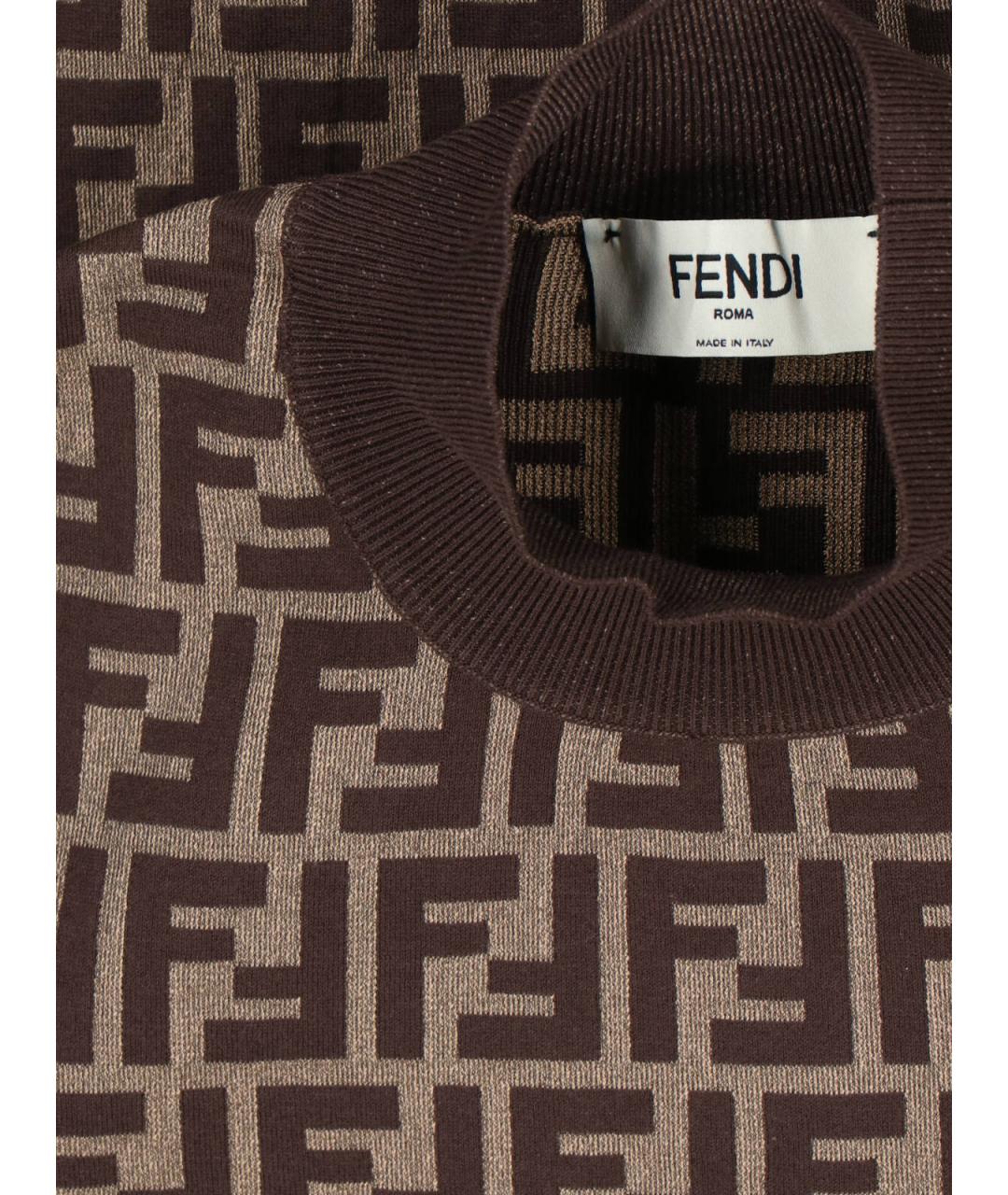 FENDI Коричневая хлопковая водолазка, фото 4