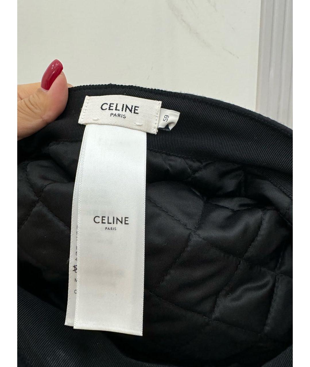 CELINE Темно-синяя шерстяная шапка, фото 4