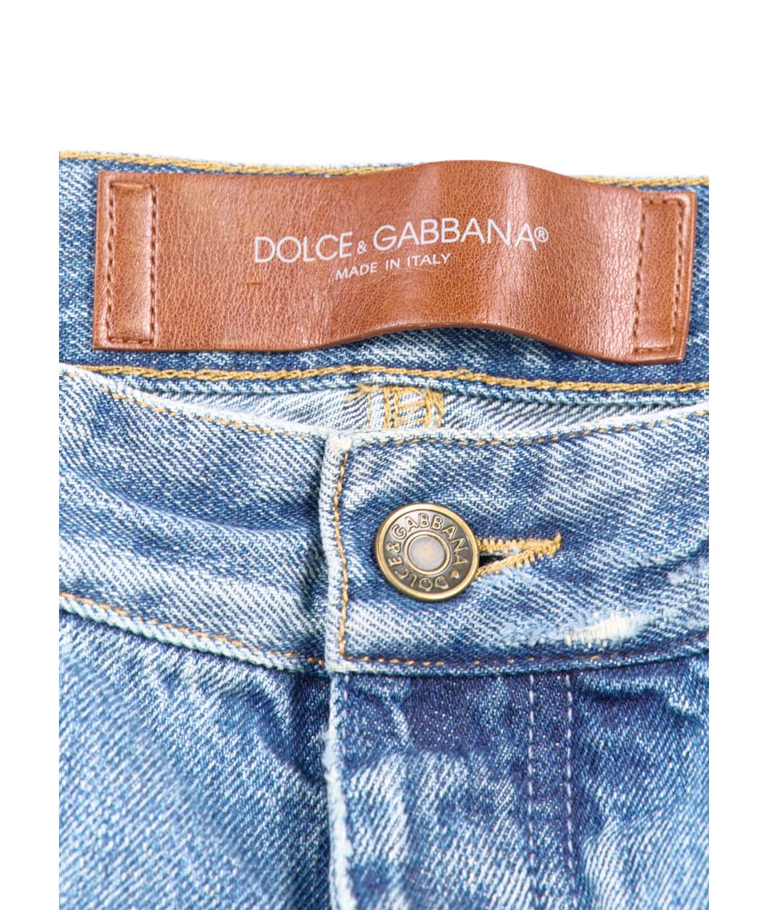 DOLCE&GABBANA Голубые хлопковые прямые джинсы, фото 3