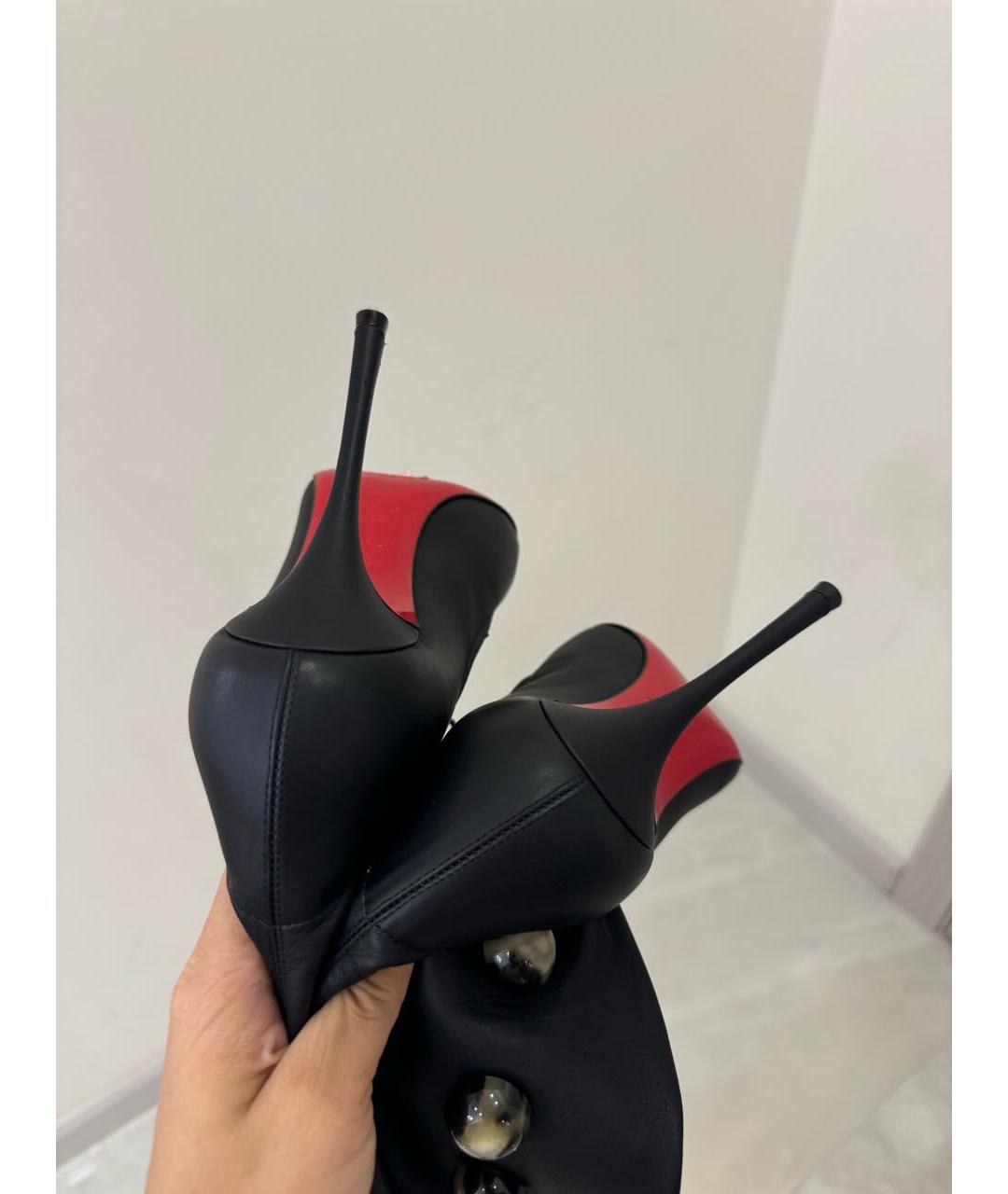 CHRISTIAN LOUBOUTIN Черные кожаные ботфорты, фото 4