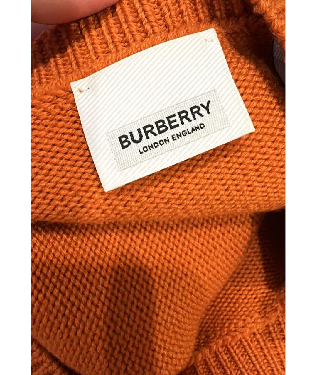 BURBERRY Оранжевый шерстяной джемпер / свитер, фото 5