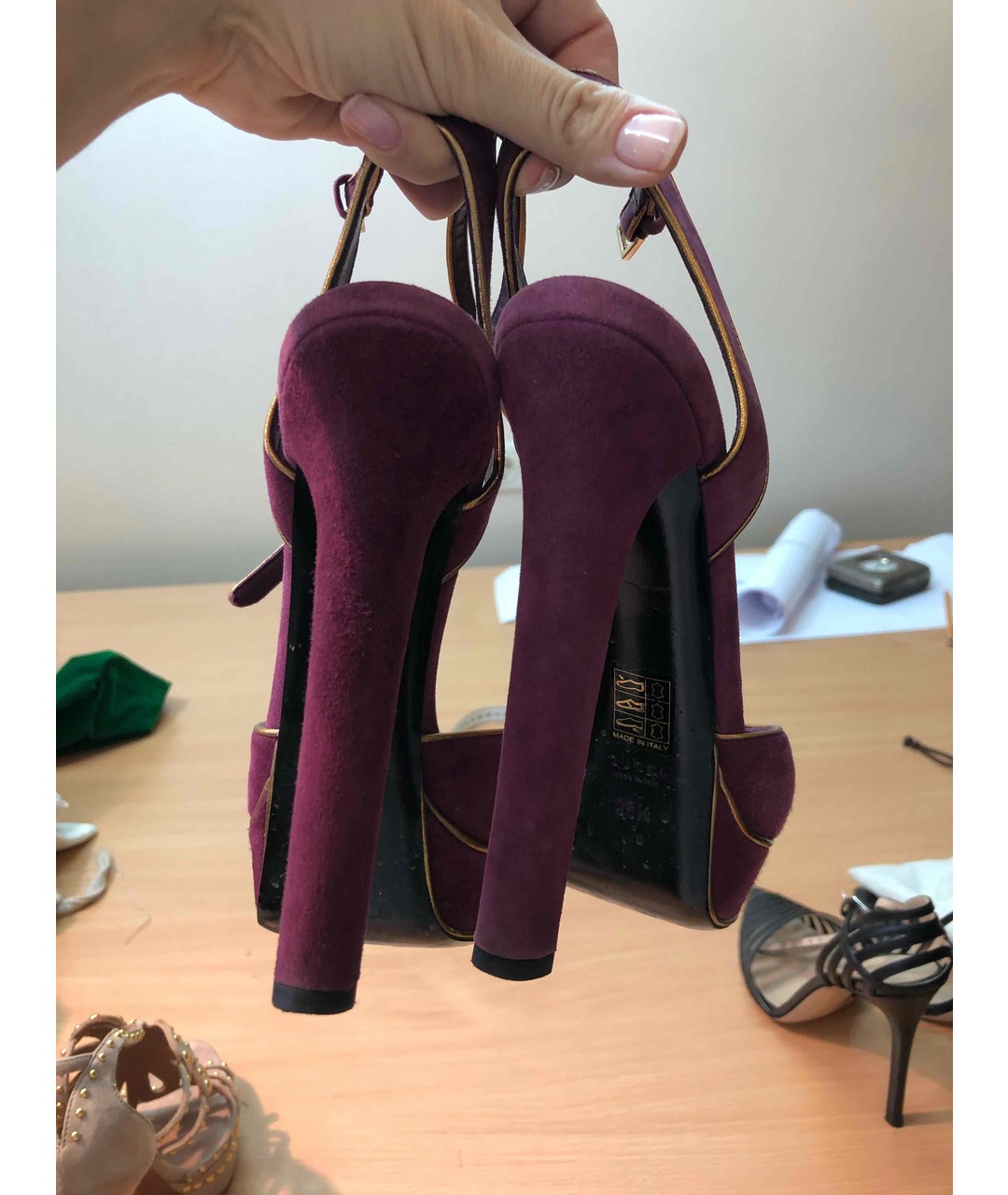GUCCI Фиолетовые замшевые туфли, фото 2