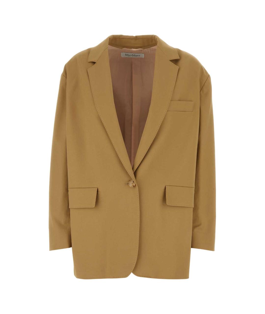 MAX MARA Бежевый хлопко-эластановый жакет/пиджак, фото 1