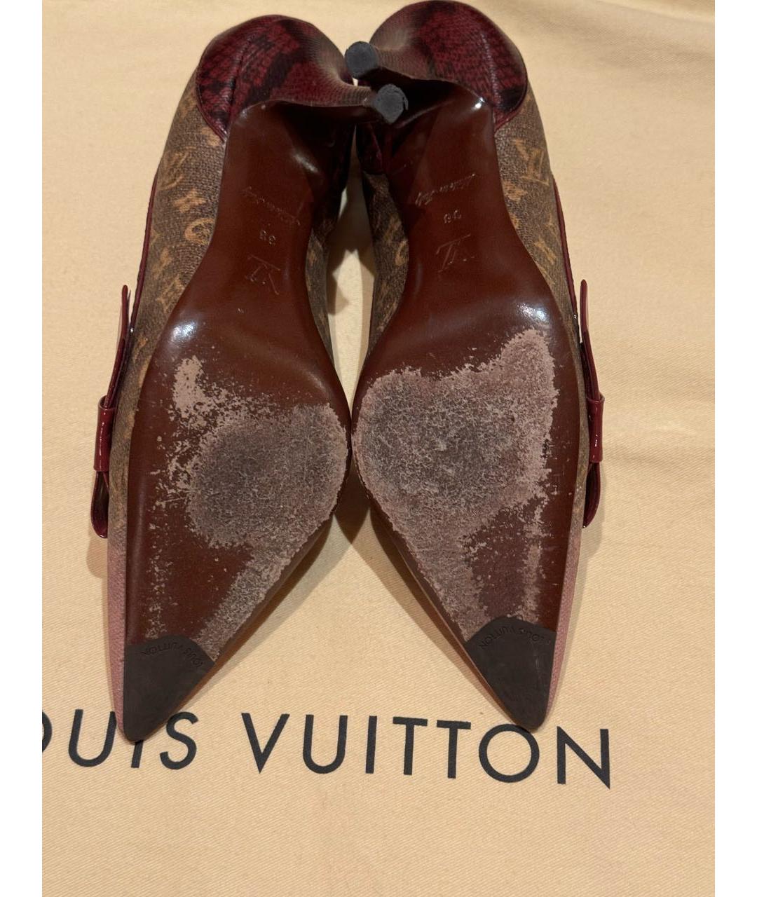 LOUIS VUITTON Бордовые кожаные туфли, фото 7