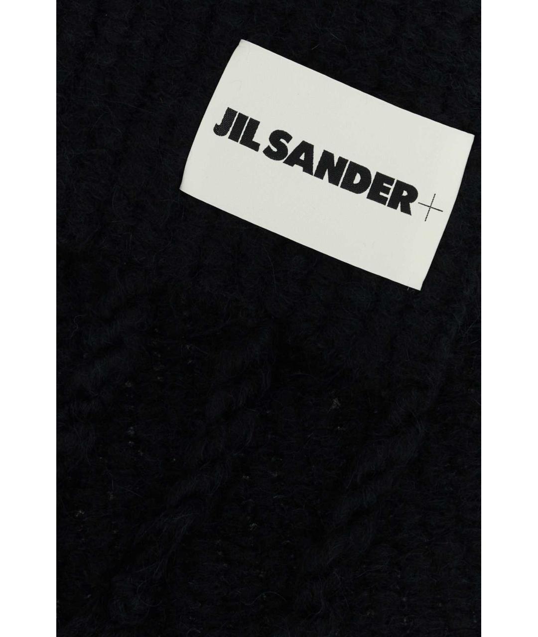 JIL SANDER Черный шерстяной шарф, фото 2