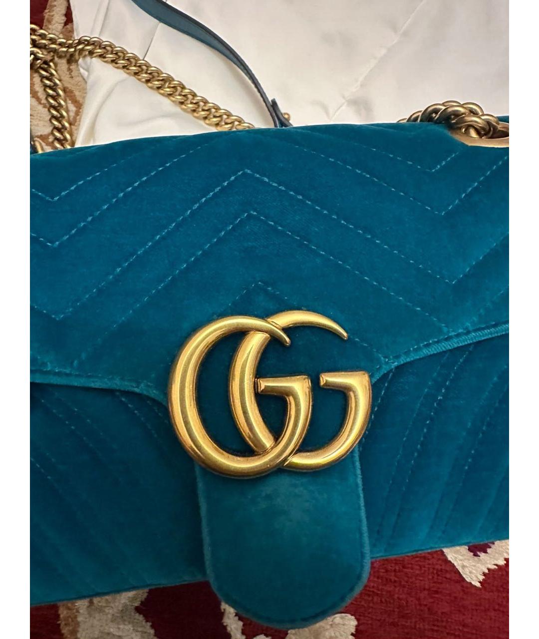 GUCCI Бирюзовая замшевая сумка через плечо, фото 2