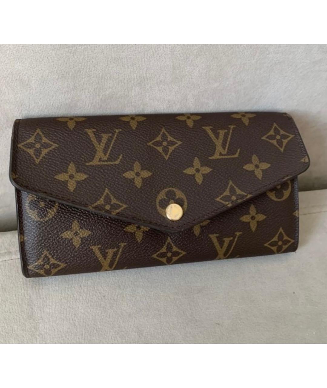 LOUIS VUITTON Коричневый кожаный кошелек, фото 9