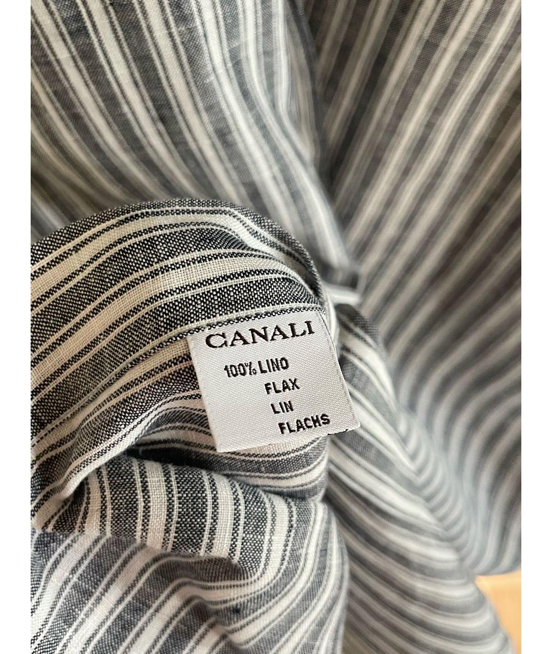 CANALI Серая льняная кэжуал рубашка, фото 6