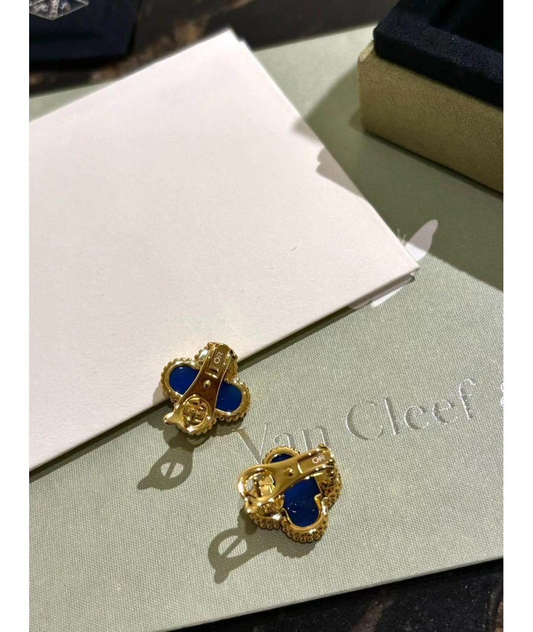 VAN CLEEF & ARPELS Темно-синие серьги из желтого золота, фото 6