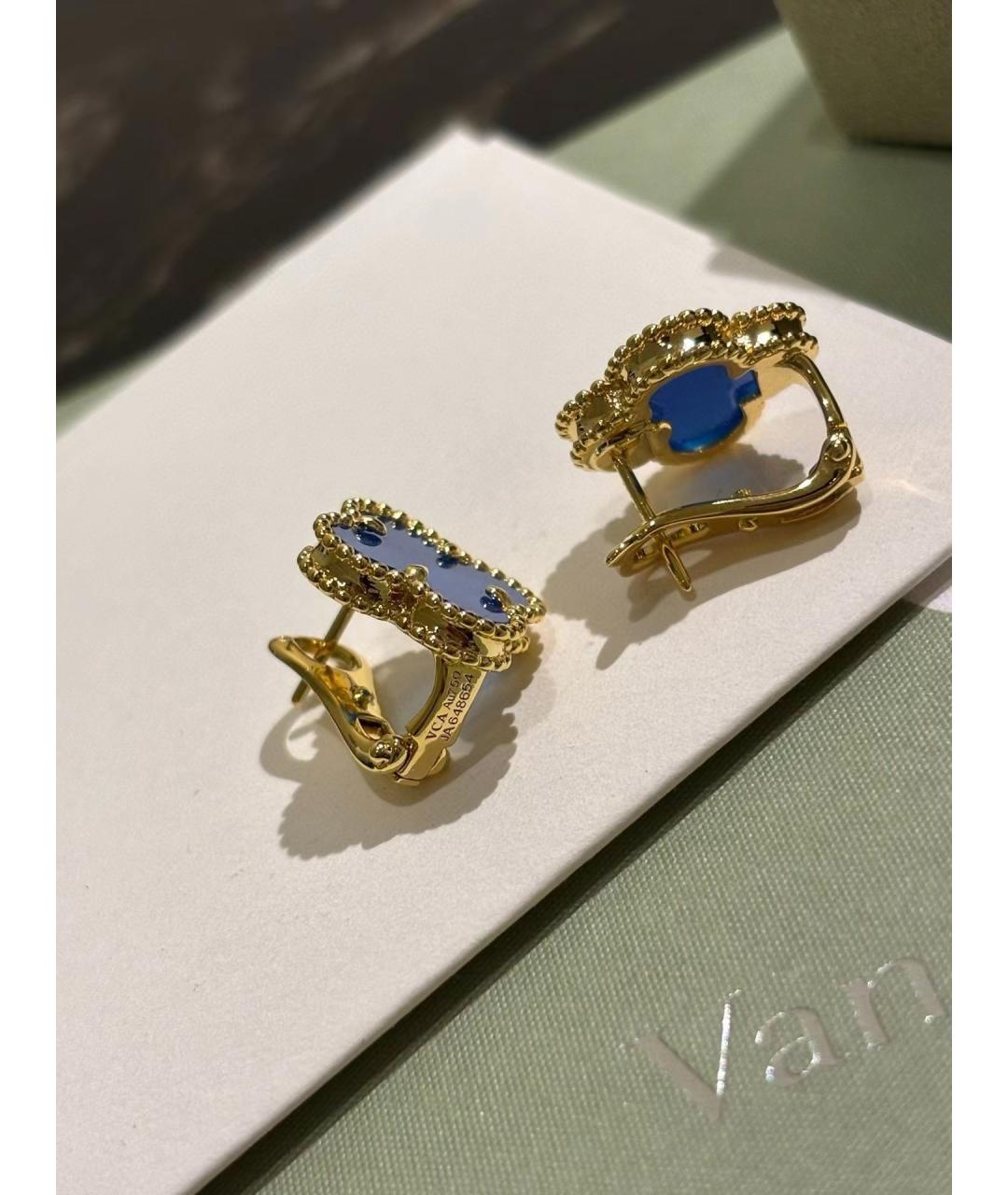 VAN CLEEF & ARPELS Темно-синие серьги из желтого золота, фото 3