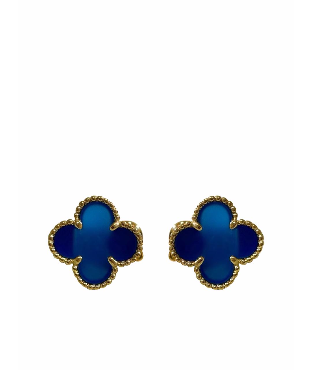 VAN CLEEF & ARPELS Темно-синие серьги из желтого золота, фото 1