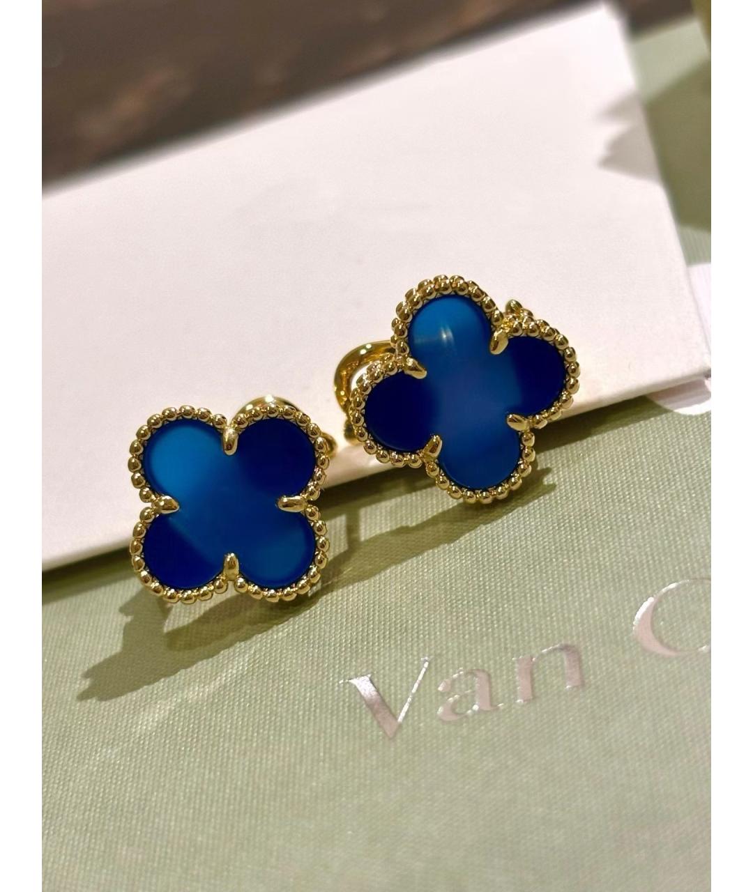 VAN CLEEF & ARPELS Темно-синие серьги из желтого золота, фото 7