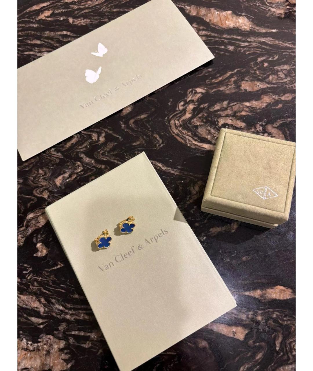 VAN CLEEF & ARPELS Темно-синие серьги из желтого золота, фото 4