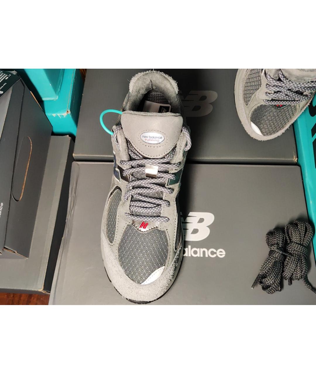 NEW BALANCE Серые кожаные низкие кроссовки / кеды, фото 2