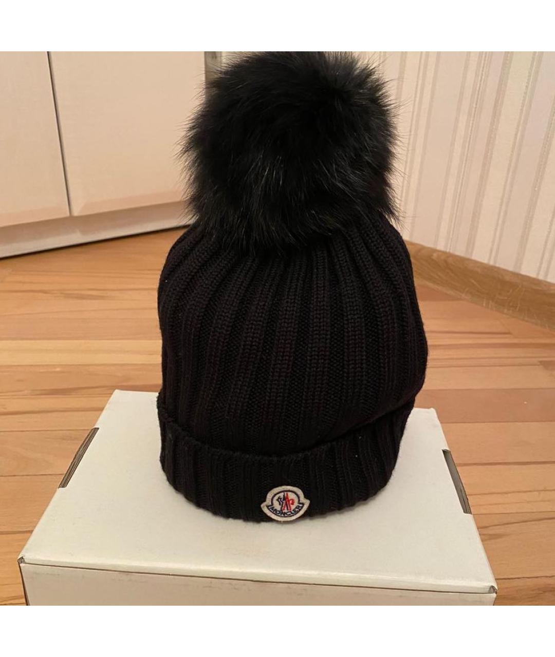 MONCLER Черная шапка, фото 2