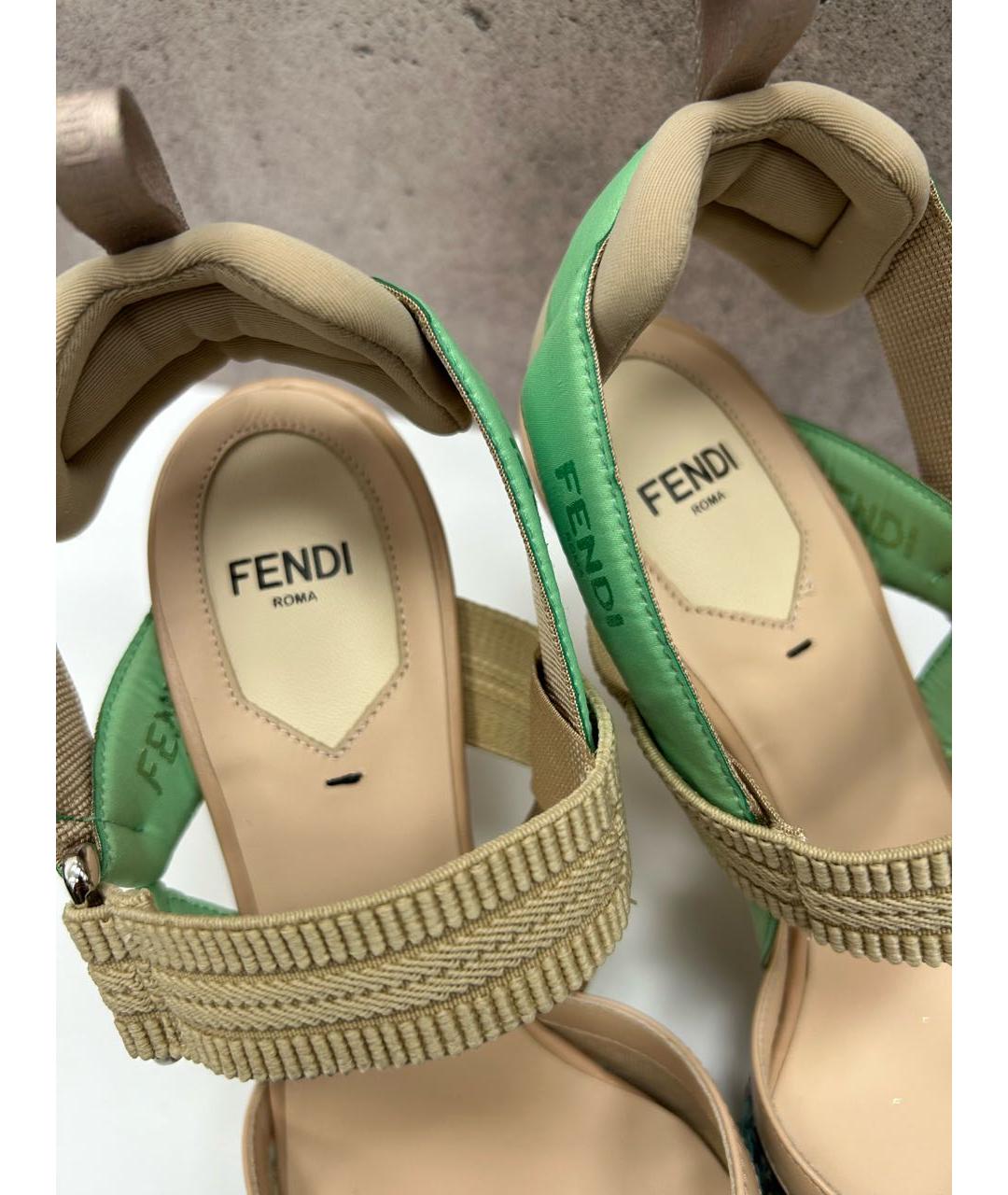 FENDI Зеленые текстильные туфли, фото 3