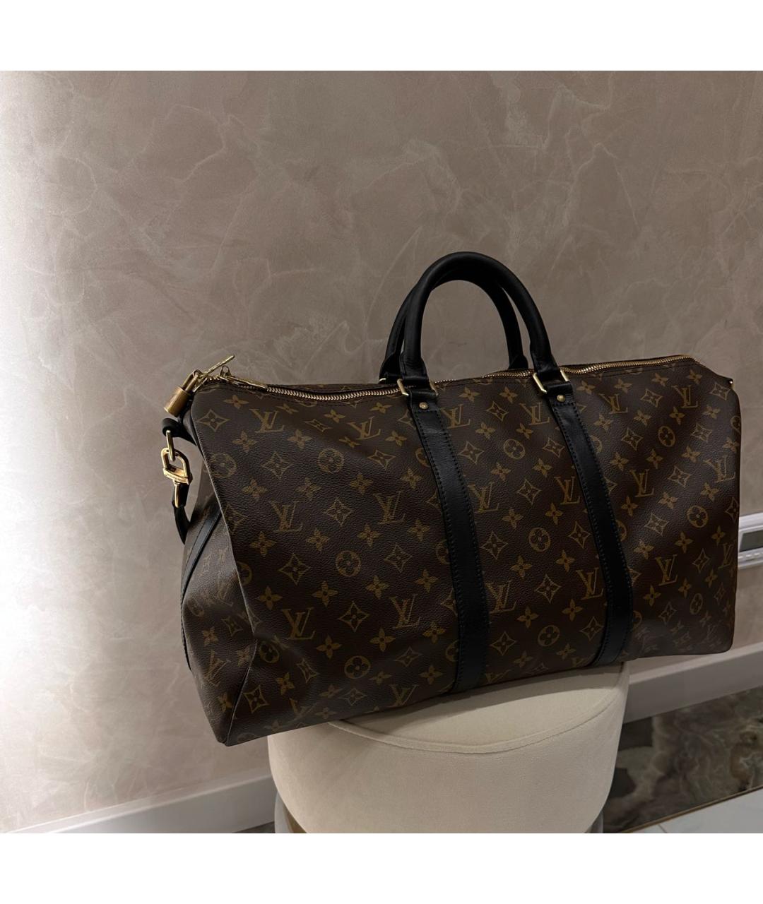 LOUIS VUITTON Коричневая кожаная дорожная/спортивная сумка, фото 4