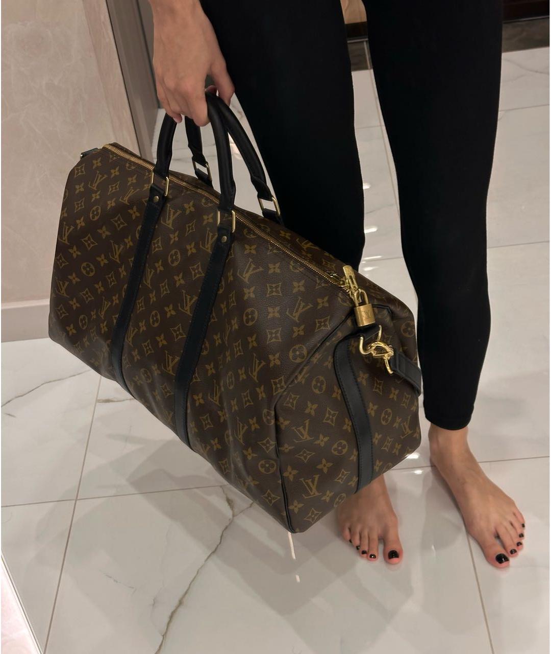 LOUIS VUITTON Коричневая кожаная дорожная/спортивная сумка, фото 8