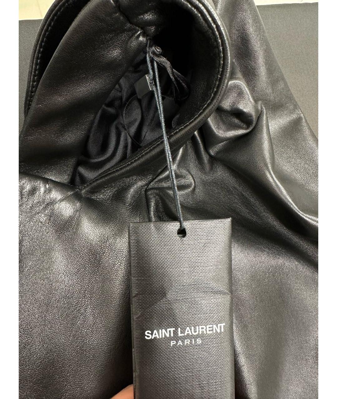 SAINT LAURENT Черное кожаное вечернее платье, фото 8