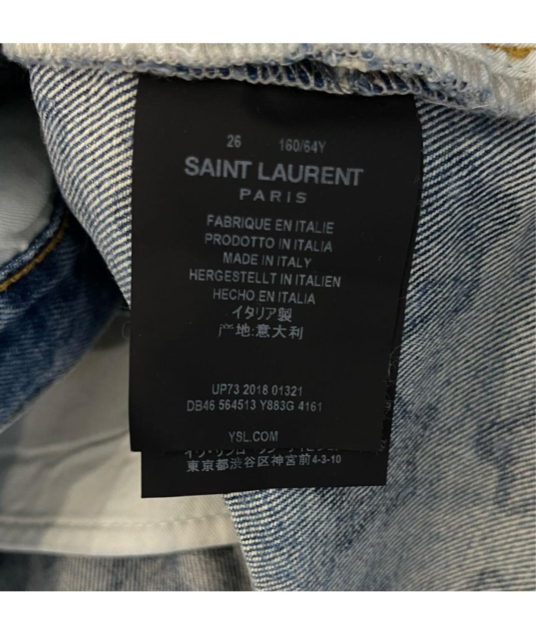 SAINT LAURENT Голубая деним юбка мини, фото 4