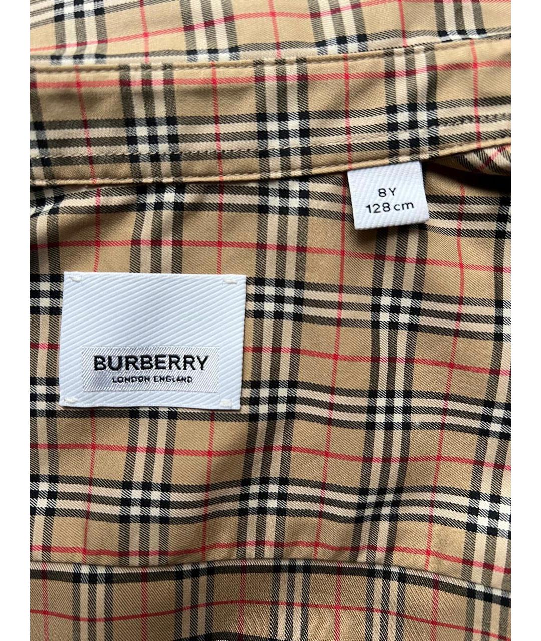 BURBERRY Коричневая хлопковая детская рубашка, фото 3