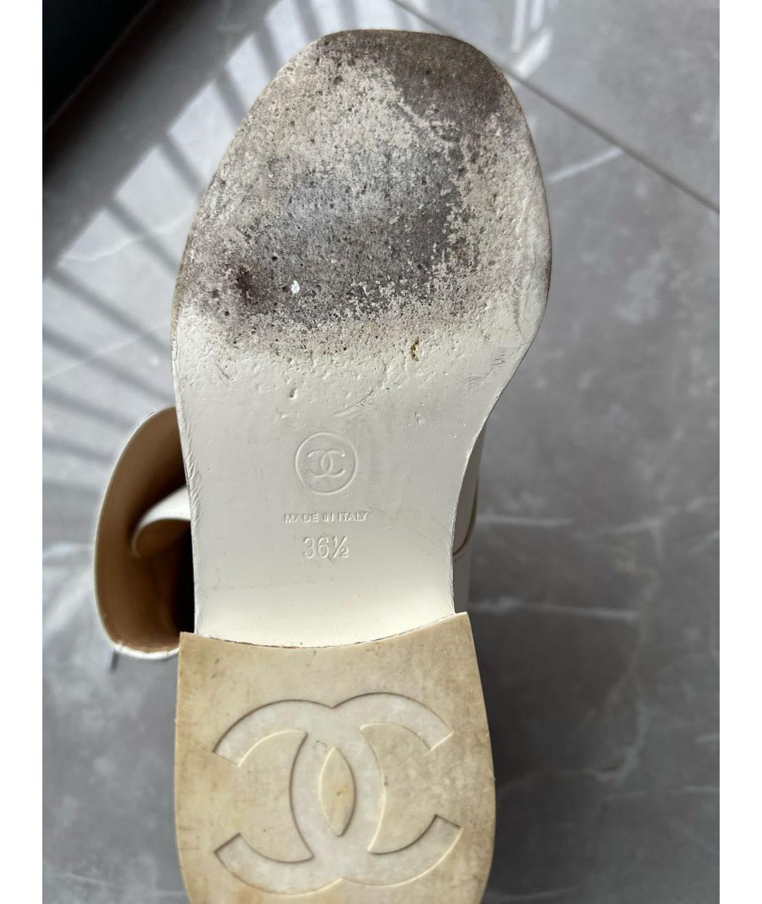 CHANEL Белые кожаные ботинки, фото 4