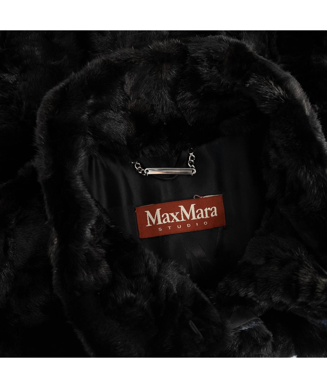 MAX MARA STUDIO Черная меховая шуба, фото 3