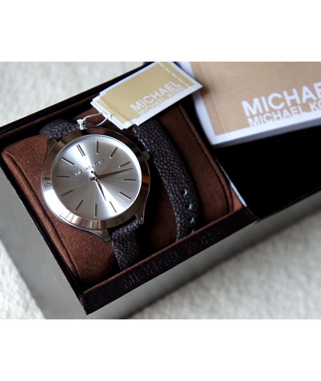 MICHAEL MICHAEL KORS Серые кожаные часы, фото 5