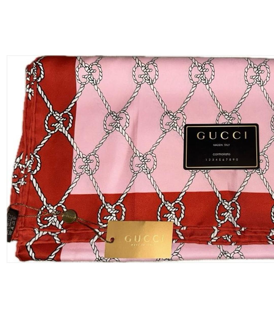 GUCCI Розовый шелковый платок, фото 3