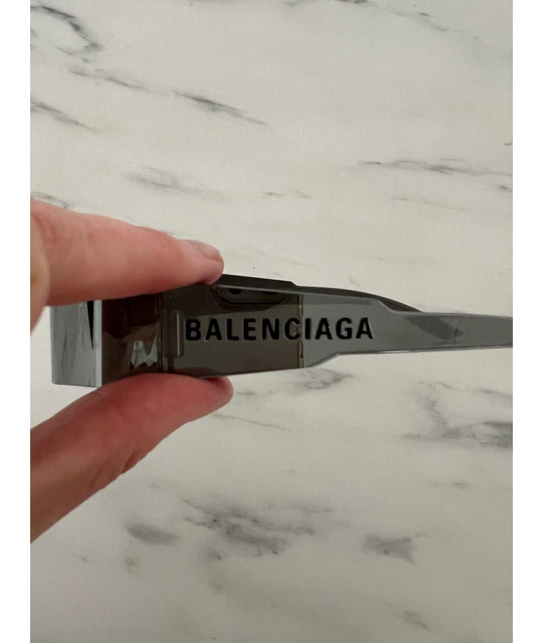 BALENCIAGA Серебряные пластиковые солнцезащитные очки, фото 3