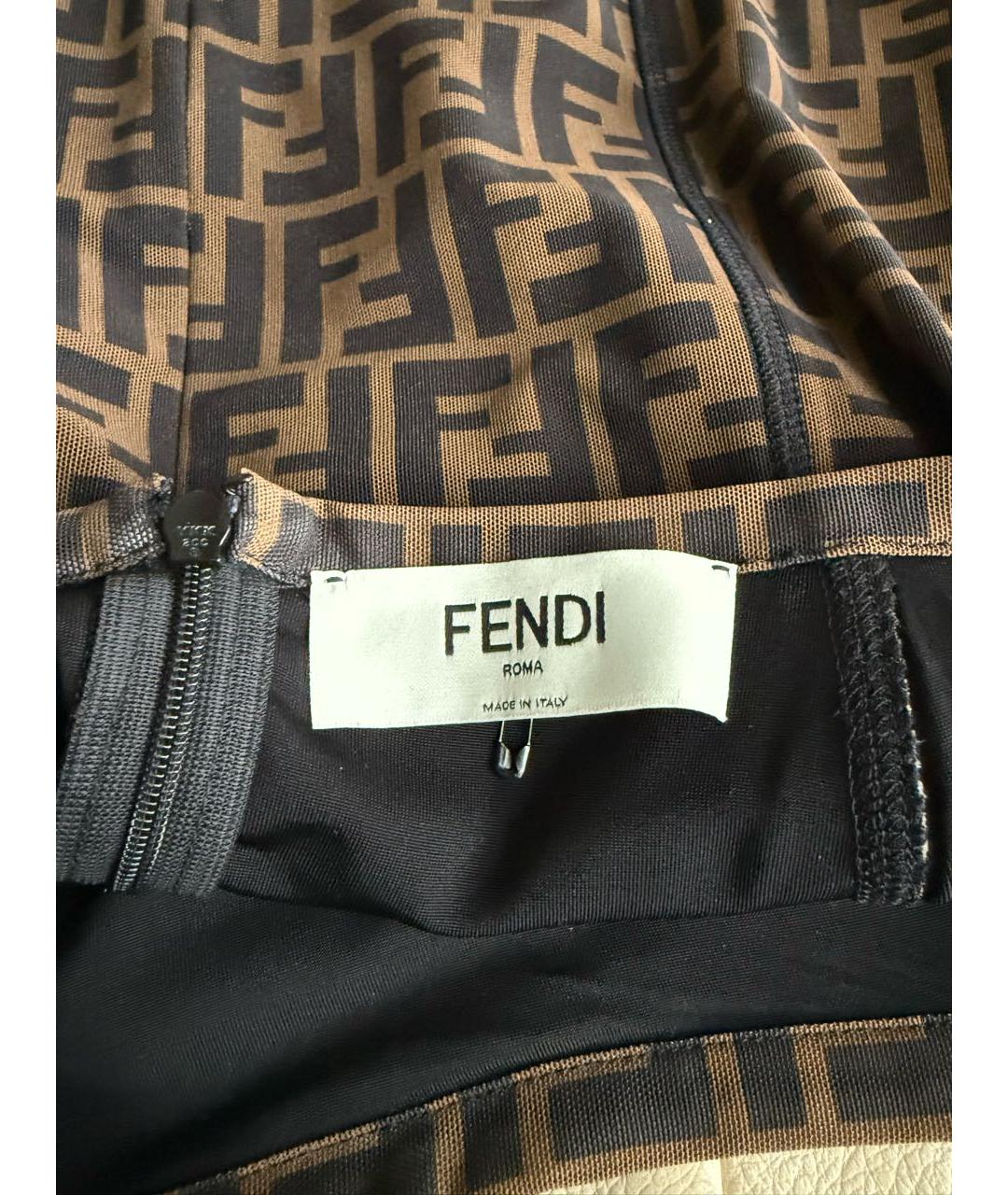 FENDI Коричневая полиамидовая юбка миди, фото 3