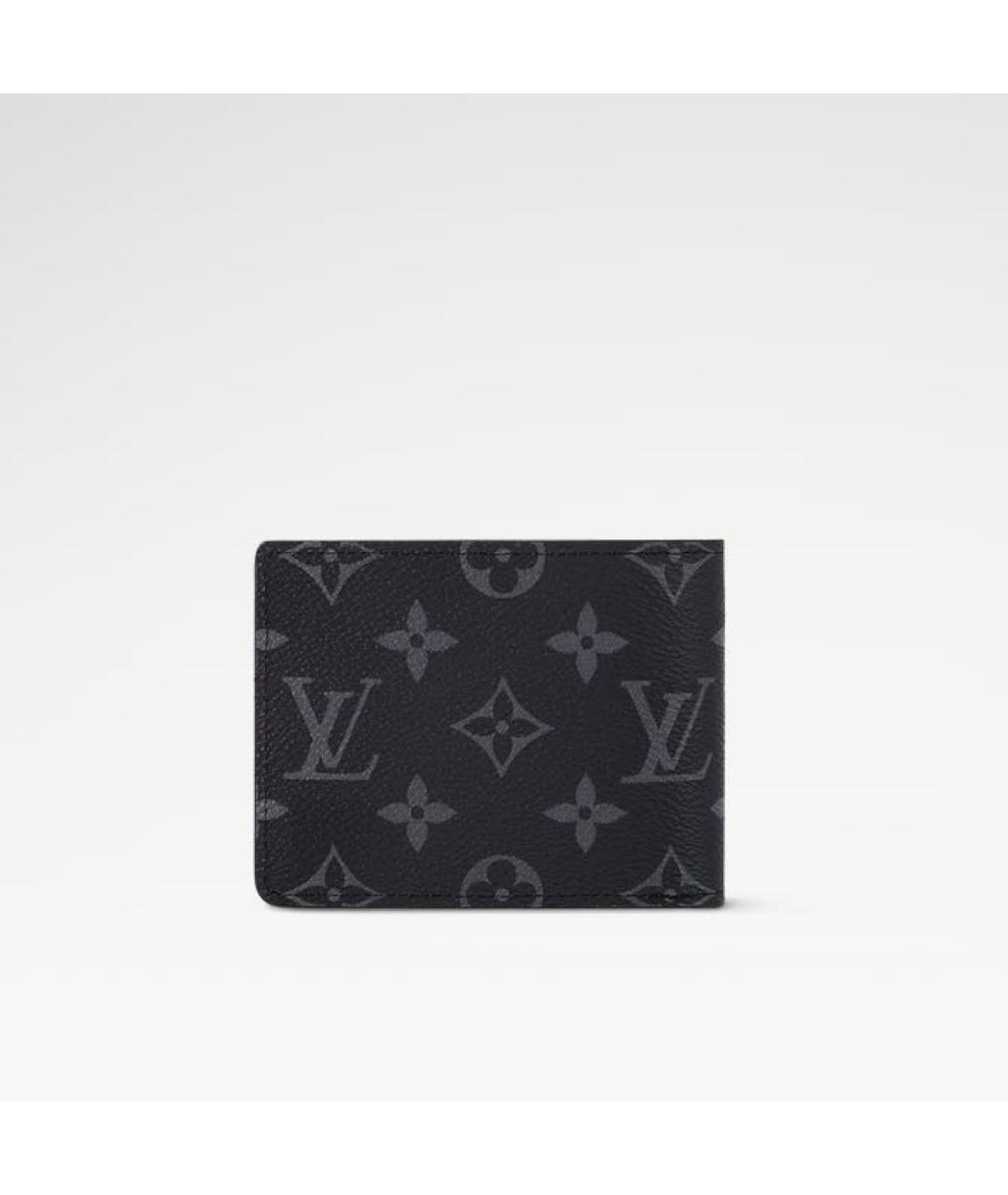 LOUIS VUITTON Антрацитовый кожаный кошелек, фото 4