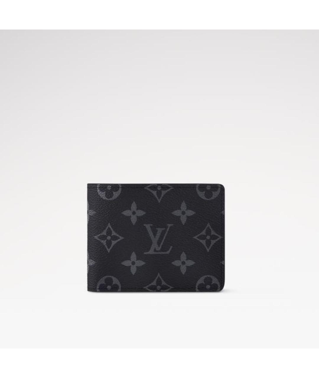 LOUIS VUITTON Антрацитовый кожаный кошелек, фото 5